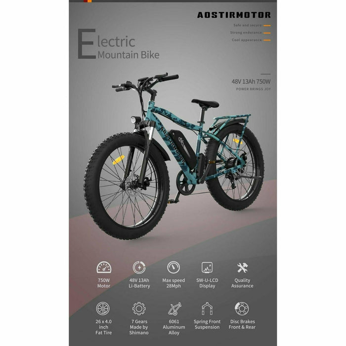 Aostirmotor S07-F All Terrain Fat Tire Electric Bike  48V/13Ah 750W